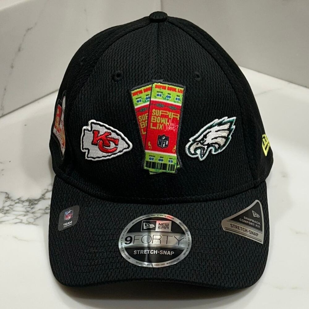 New Era Super Bowl LIX Chiefs Eagles 9FORTY Hat Black NWT
